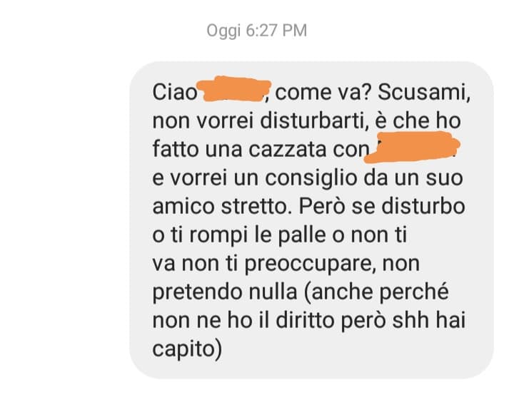 Ho fatto una cazzata, voglio sotterrarmi