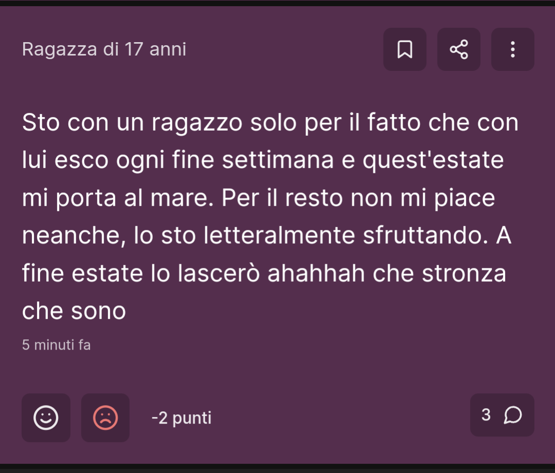 che tristezza certe persone, sono stato in terapia per una cosa del genere