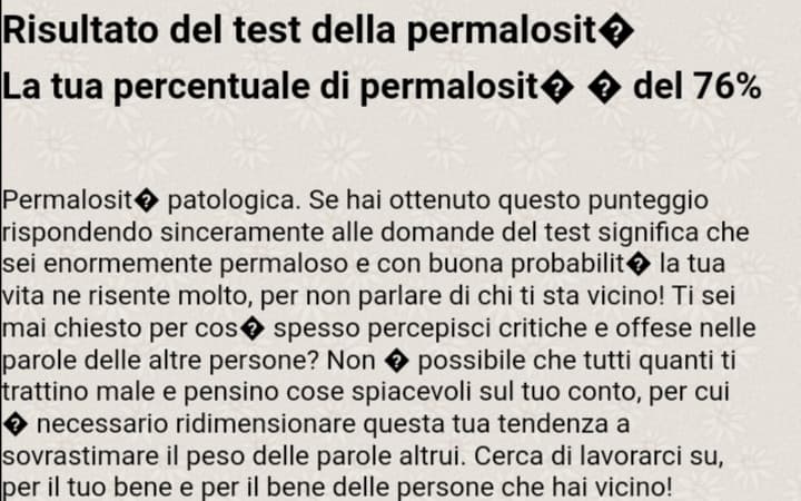 Questo test mi sta criticando. 