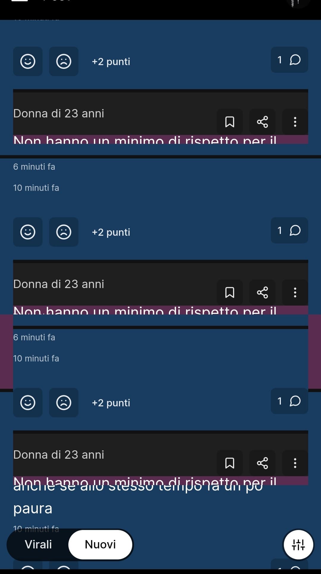 Funziona bene insegreto quando si vuole scrollare tra i segreti 