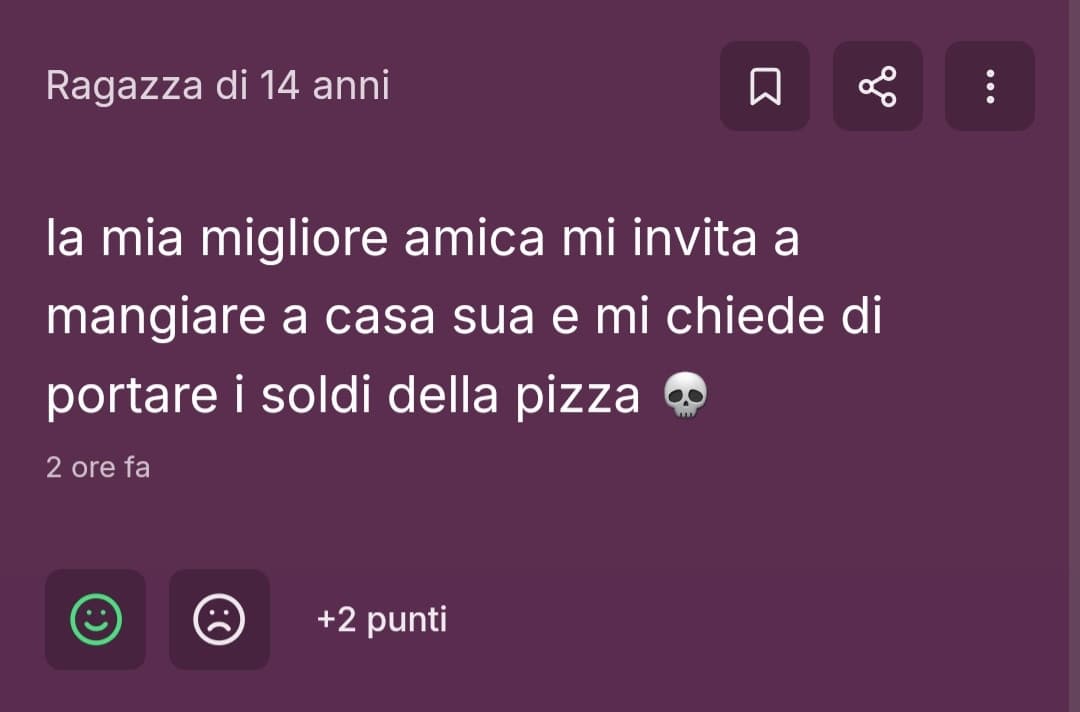 sempre lei l'anno scorso ha chiesto a tutto il gruppo i soldi per la benzina perché suo padre ci dava un passaggio, anche se poi si scopre che non li