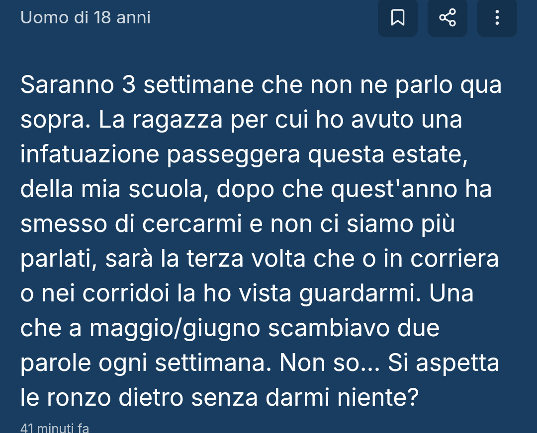 Dovrei cercare di parlarle per ristabilire un dialogo? è soltanto curiosità da parte sua?