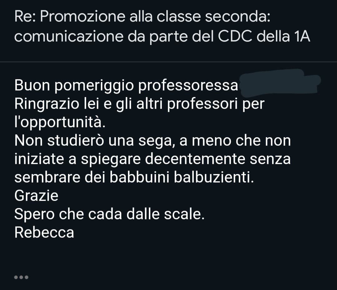 Nata per mandare questo tipo di mail, forzata a rispondere "ok" 