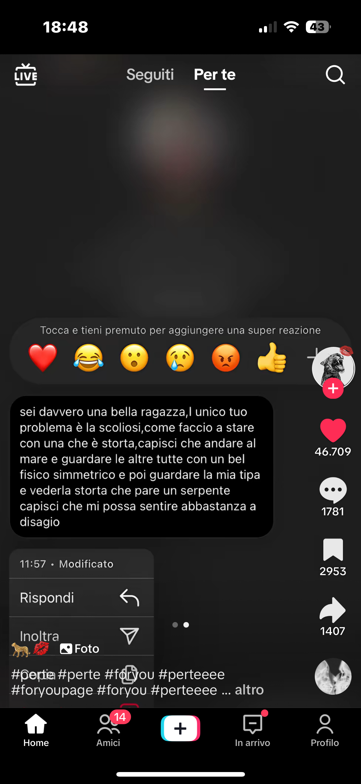 non mi sarei più fatta vede se me scriv