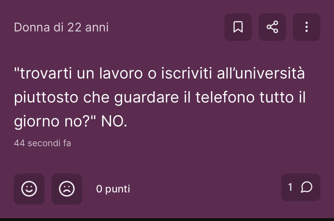 e allora continuate a fare la vostra vita da essere inutili che non studiano e non lavorano, ma almeno non venite a lamentarvi che vi annoiate