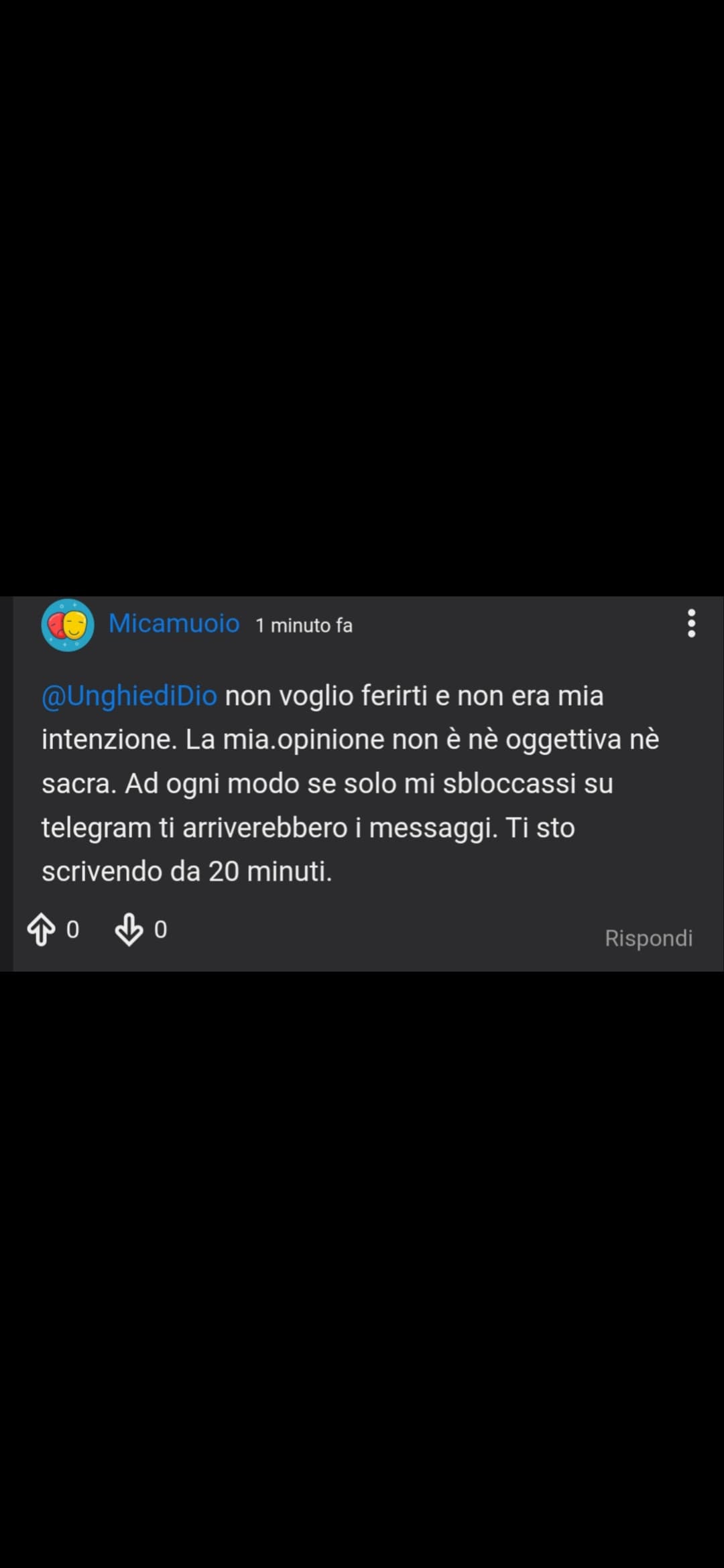 Chi spiega a sto decelebrato che non ho mai avuto telegram e si sta facendo film mentali?