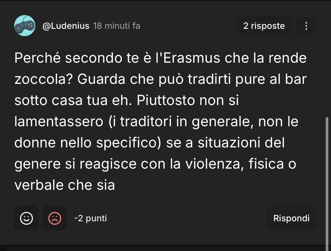 aggiungiamo “giustificazione della violenza fisica verso il partner” a “pedofilia”