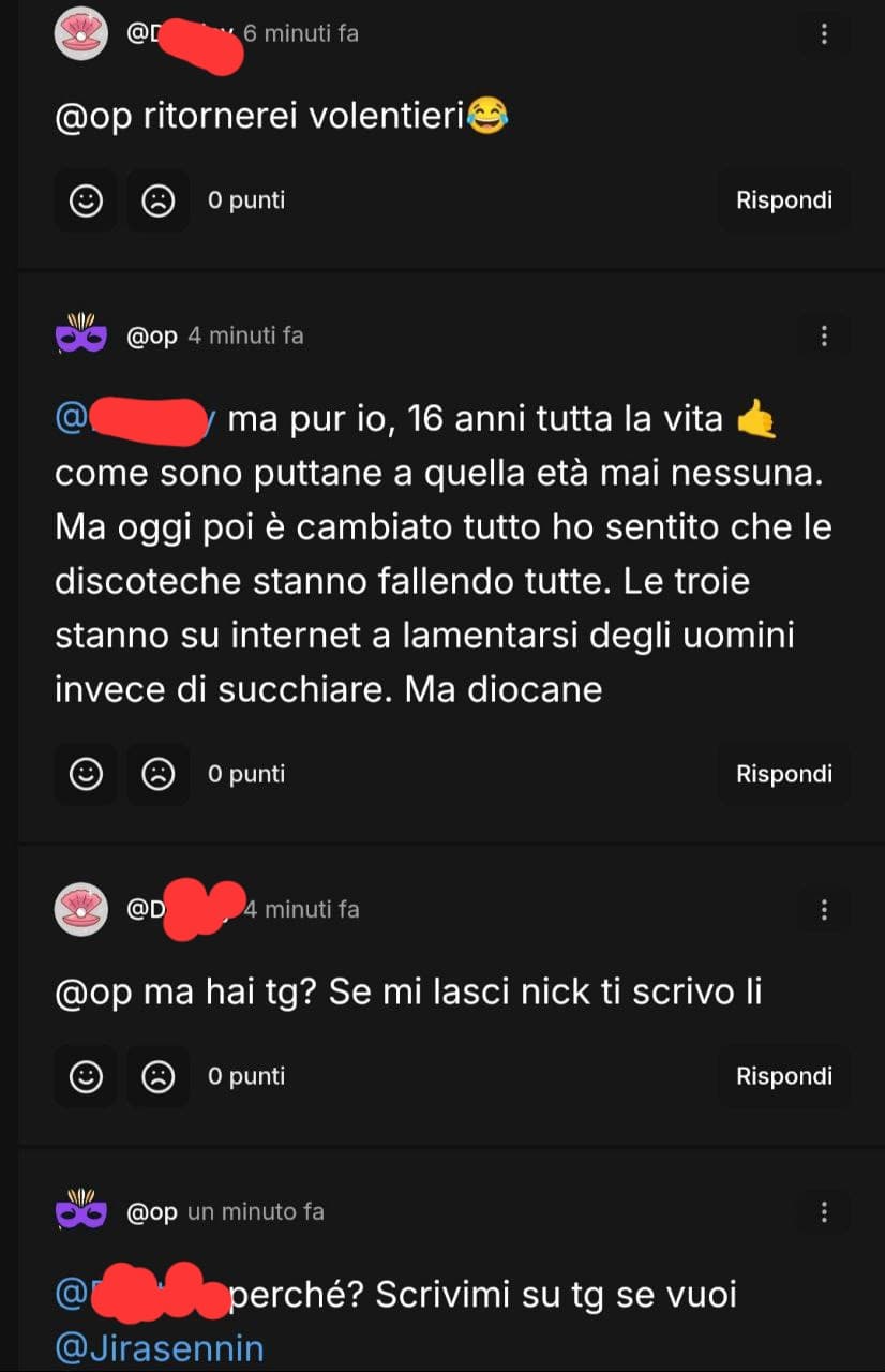 Saulo da del pedofilo a destra e manca e poi scrive questo, ho censurato i nick e op ha dato il contatto volutamente