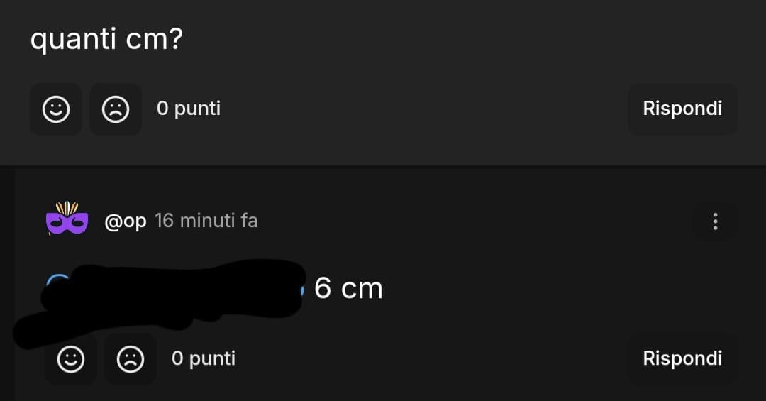 No dai raga 6 centimetri è uno scherzo non è possibile, non voglio essere cattiva ma se fosse verò non so come faccia