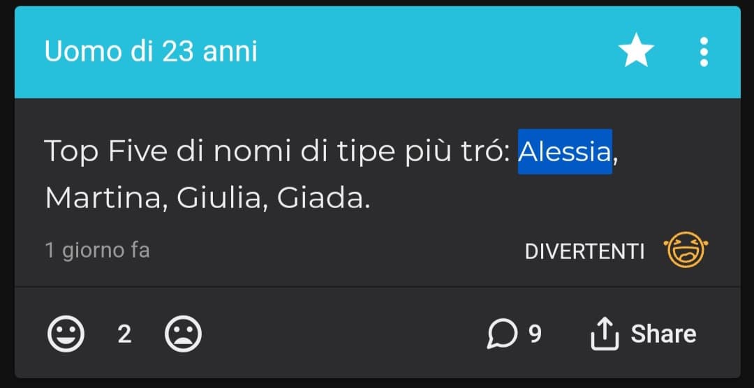 ho scoperto di avere il nome più da trò?