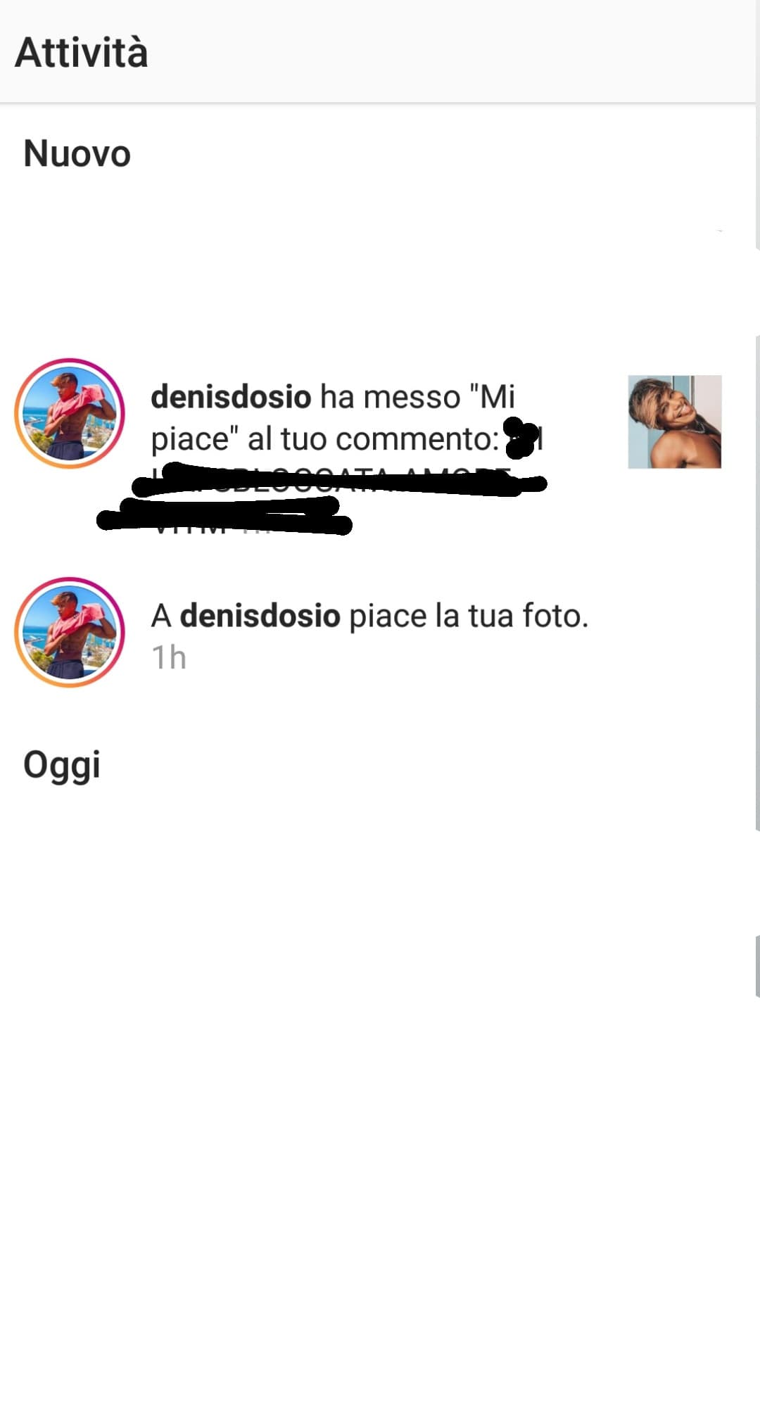  io ero solo felice perché mi avevi sbloccata denis amore