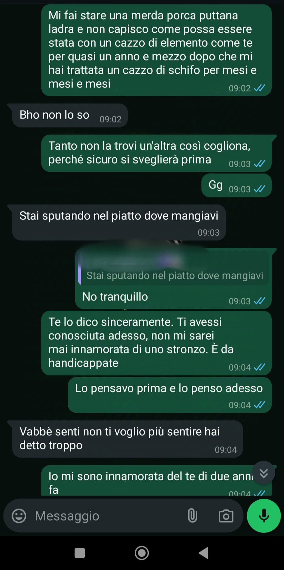 Che poi il meme è che lui A ME vuole farmi sentire in colpa. A ME. Damn bro, forse è proprio arrivata l'ora che capisca che merda è.