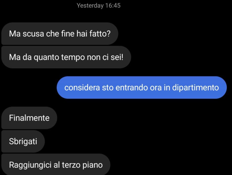 io che sono tornata in uni ieri dopo una settimana 