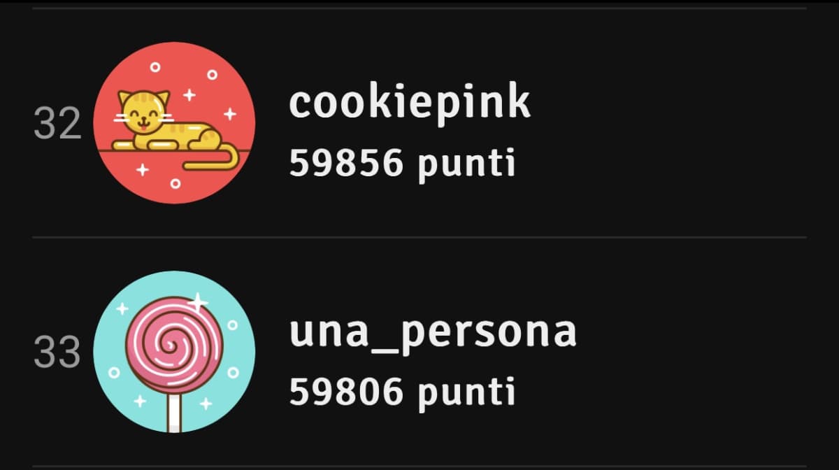 Mancano solo 50 punti e @una_persona supererà @cookiepink, secondo te ci riuscirà?Faccelo sapere con un commento! 