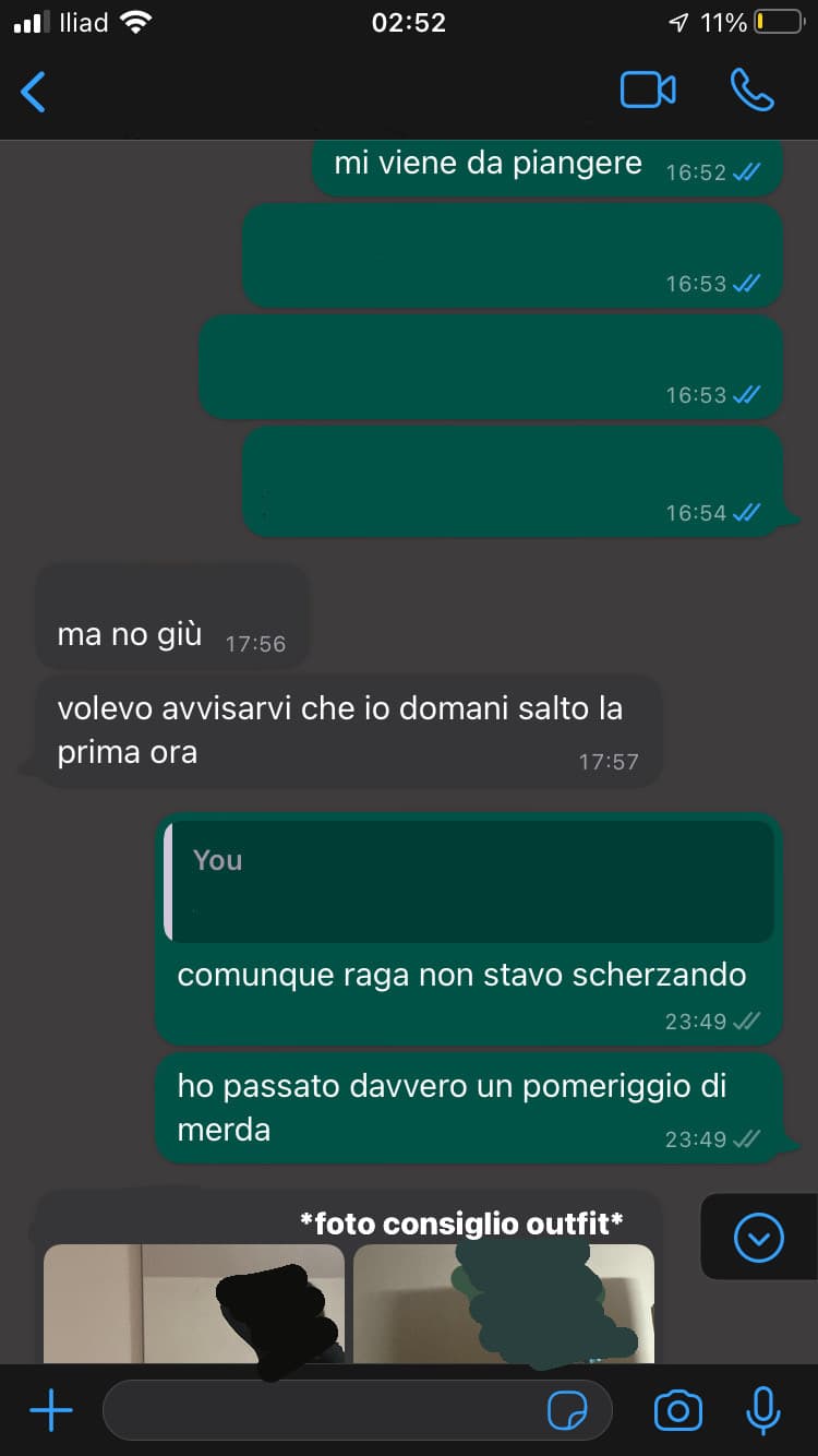 io sono sempre stata disponibile ad ascoltare i loro problemi, consolarle nei momenti di difficoltà e dare consigli quando stavano nei cazzi