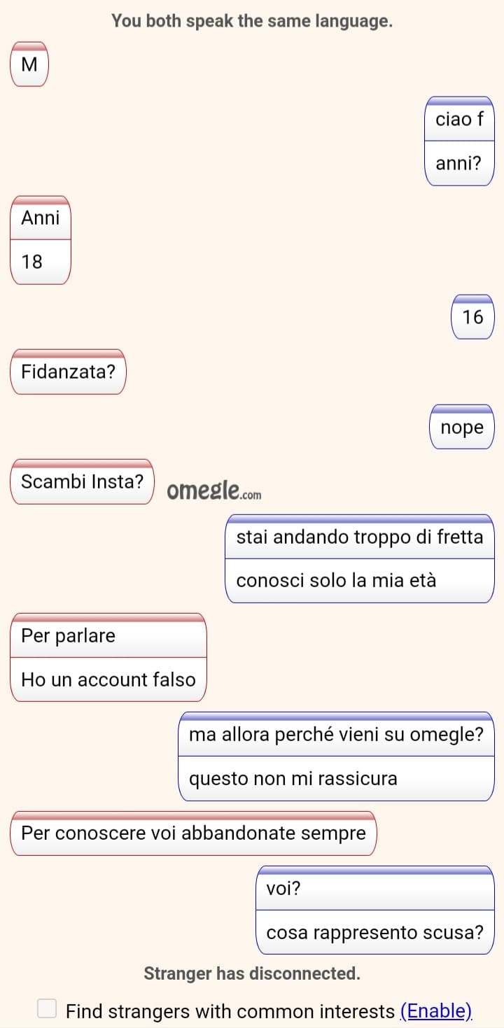 è troppo tardi per stare su omegle 