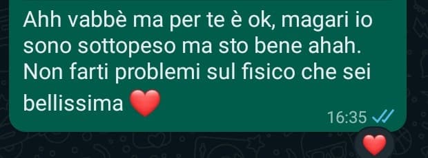 Pochi giorni fa la mia migliore amica si è lamentata con me del suo fisico e di quanto pesasse. 