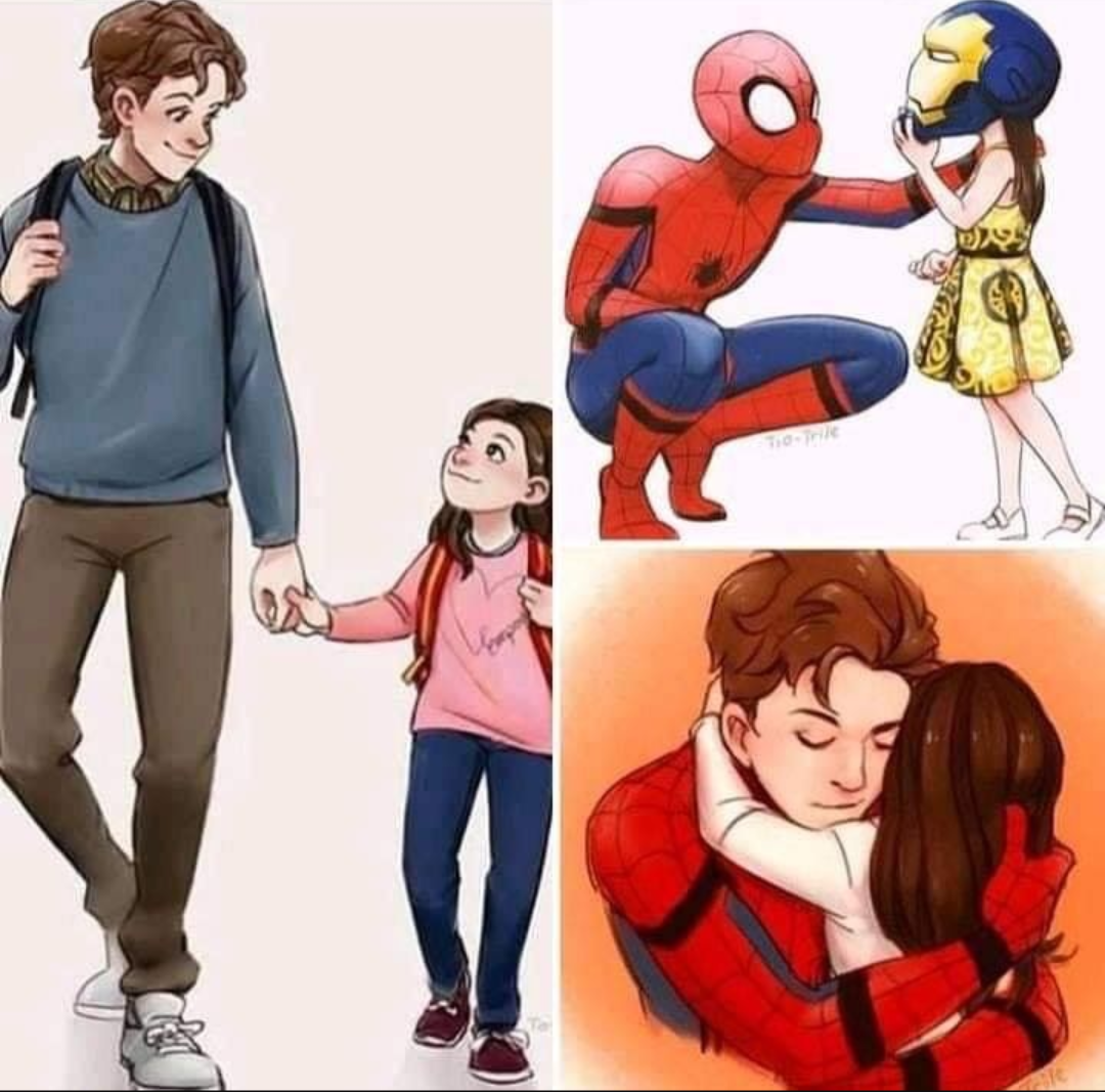 Fratellone Peter Parker con la piccola Morgan Stark