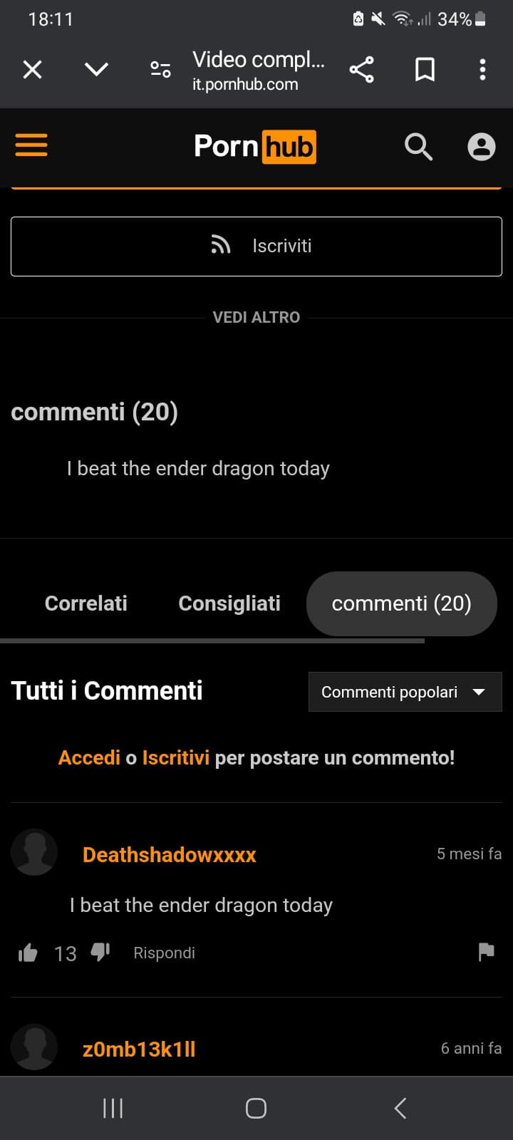 Commento di un utente medio di ph
