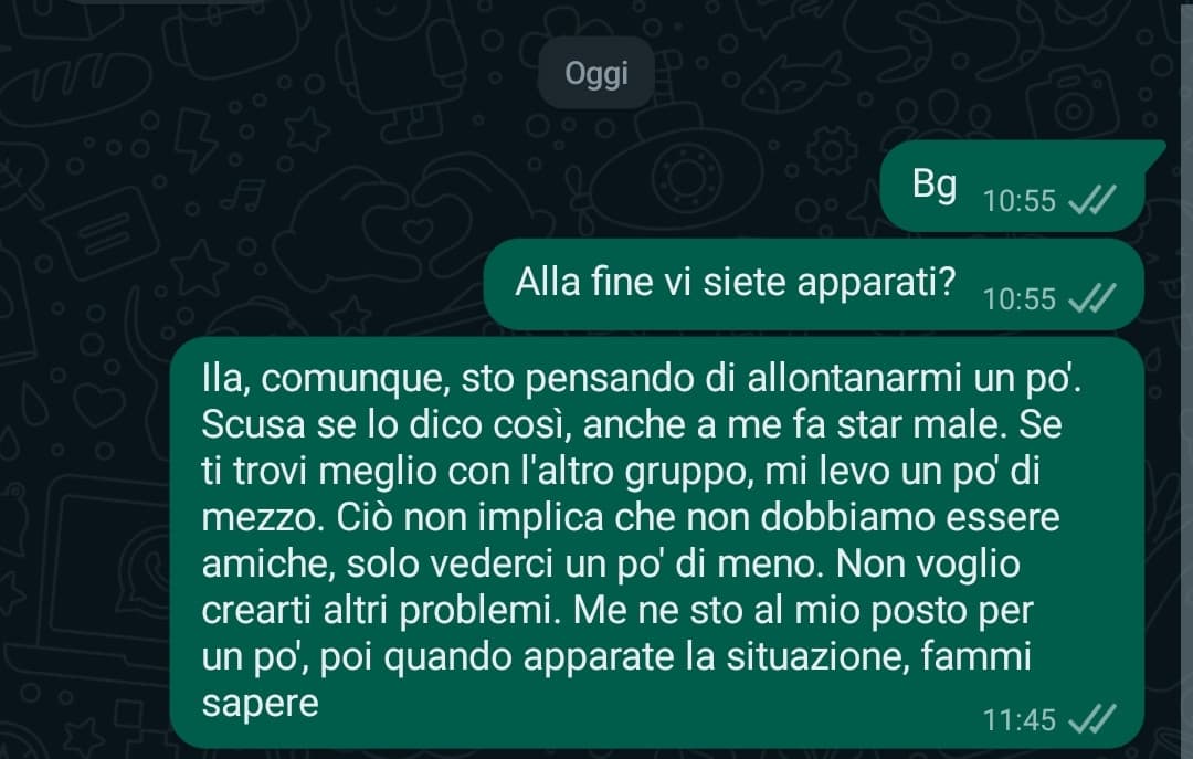 Ho scritto questo alla mia migliore amica, vi lascio immaginare le lacrime