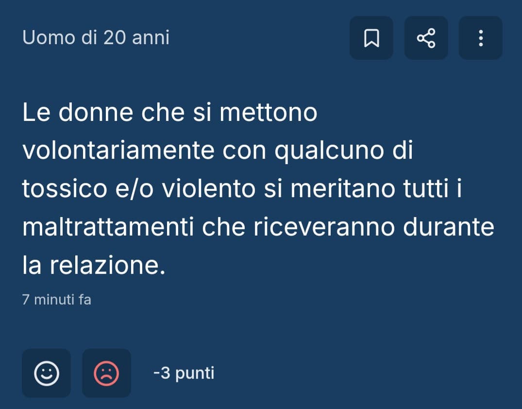 "uomini" come questo, che godono quando una donna viene maltrattata, non hanno niente di diverso da chi le maltratta e lo farebbero anche loro 