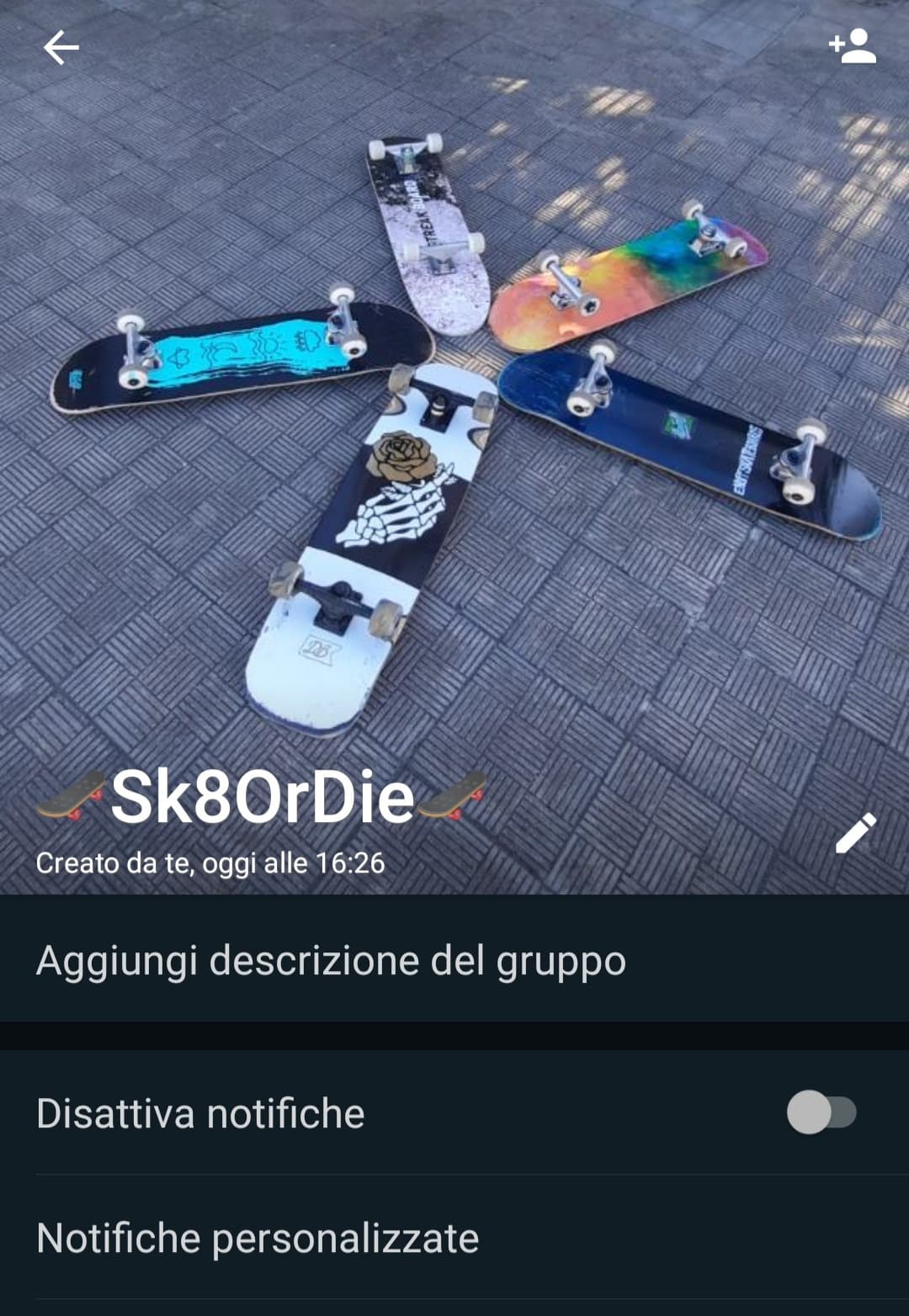 Ho finalmente il mio gruppo di skate sehh. Almeno non siamo più solo in due. :")