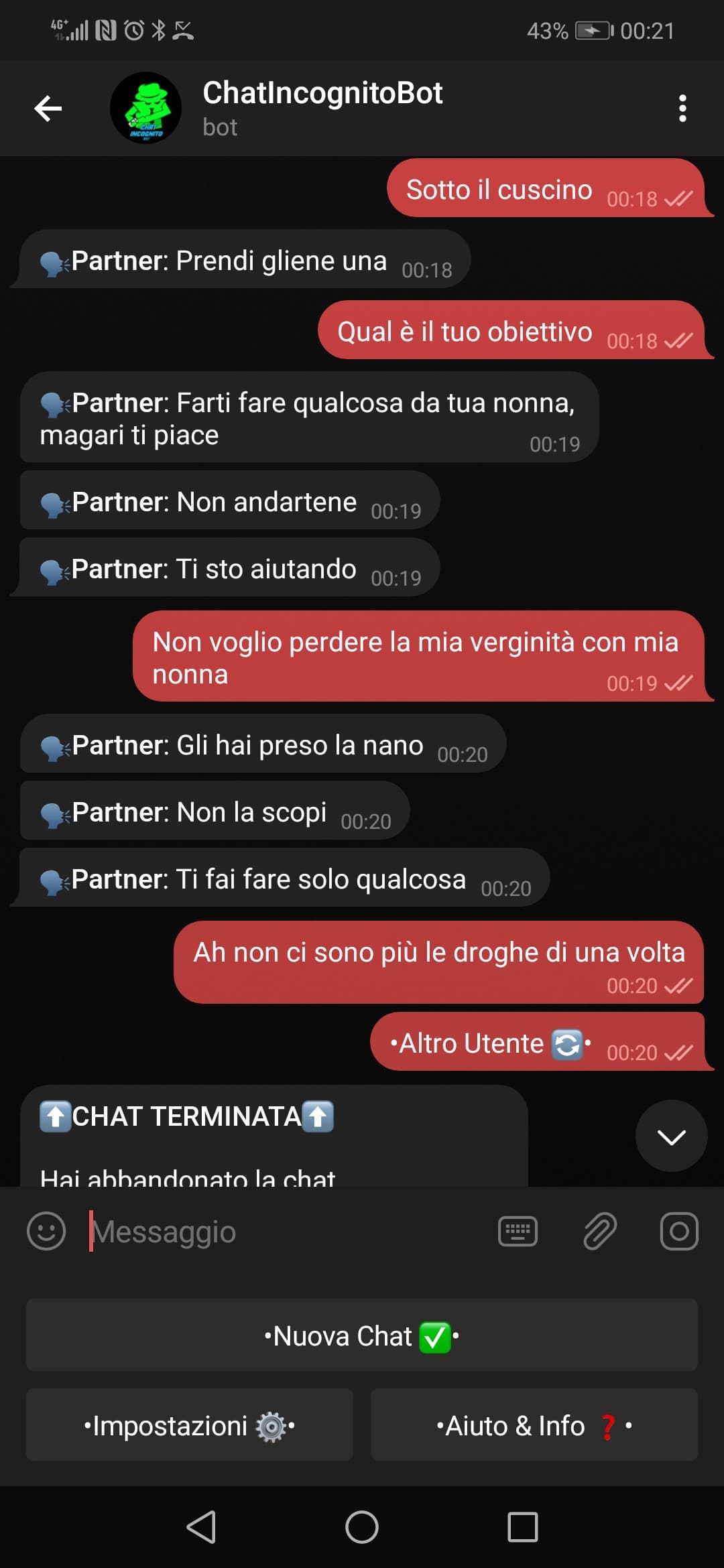 Chat ingognito Bot Telegram 