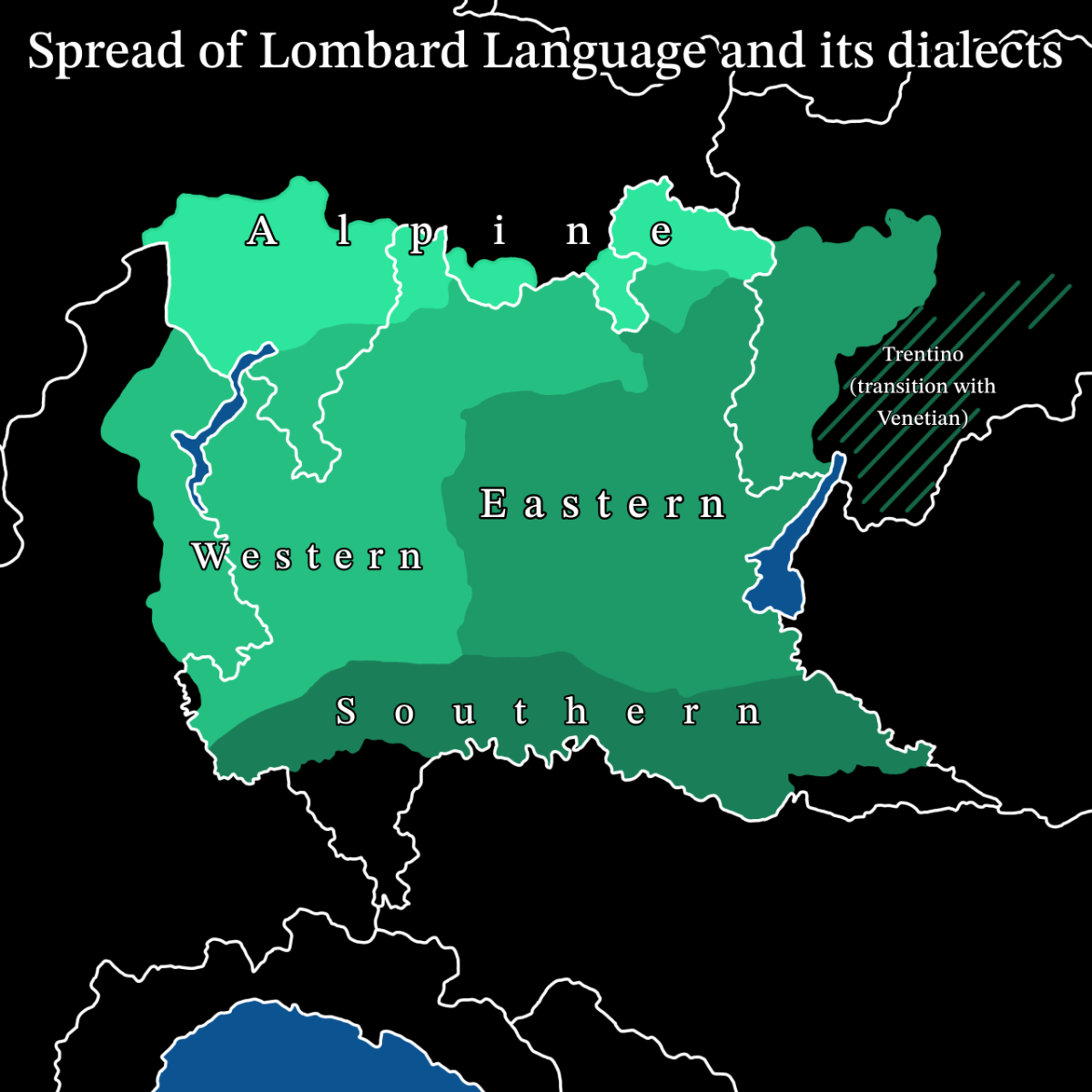 La Lingua Lombarda e i suoi dialetti (c’è un piccolo errore, anche la val d’Ossola, quella punta nord del Piemonte, parla lombardo)