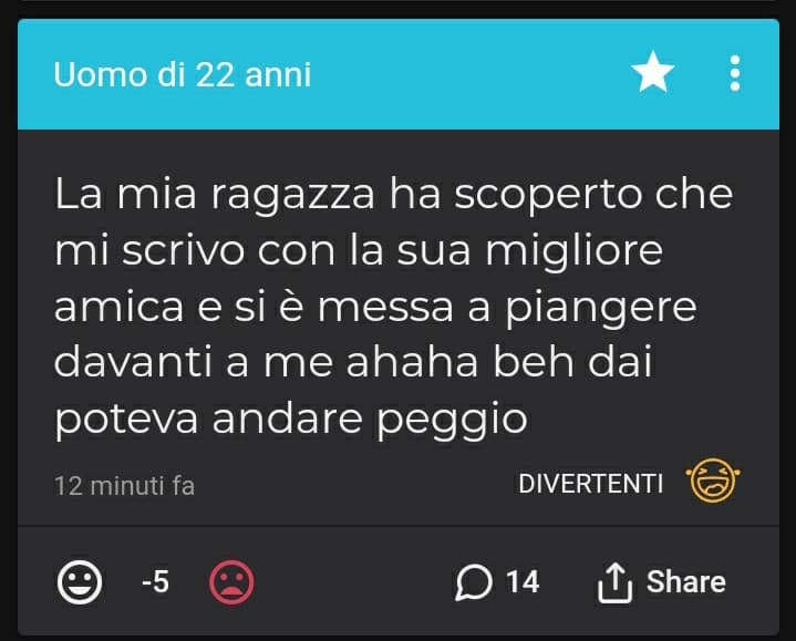 Ed ecco a voi un esempio tipico di caso umano