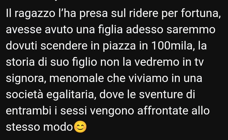 🧘🏻‍♀️... ok, o ci sei o ci fai, perché se riesci a tirare fuori un commento sessista anche sulla sicurezza pubblica, sei stupido!