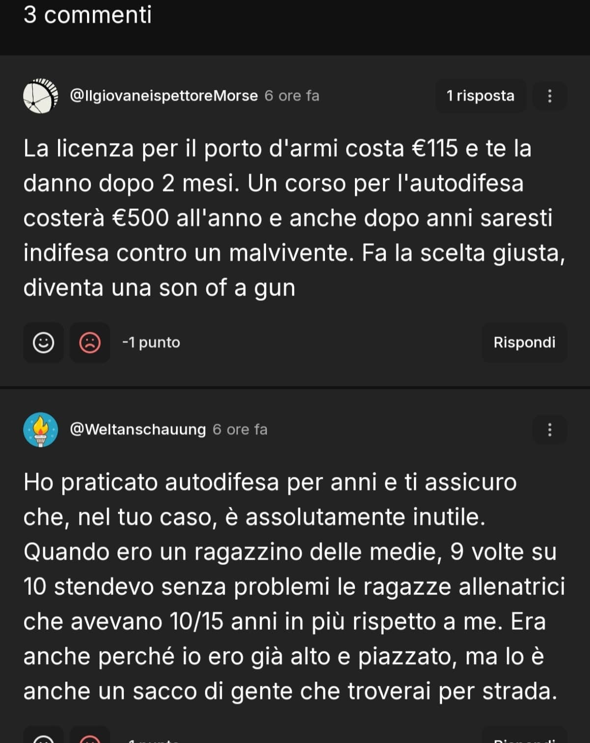 Mi hanno fatto venire voglia di iniziare autodifesa 