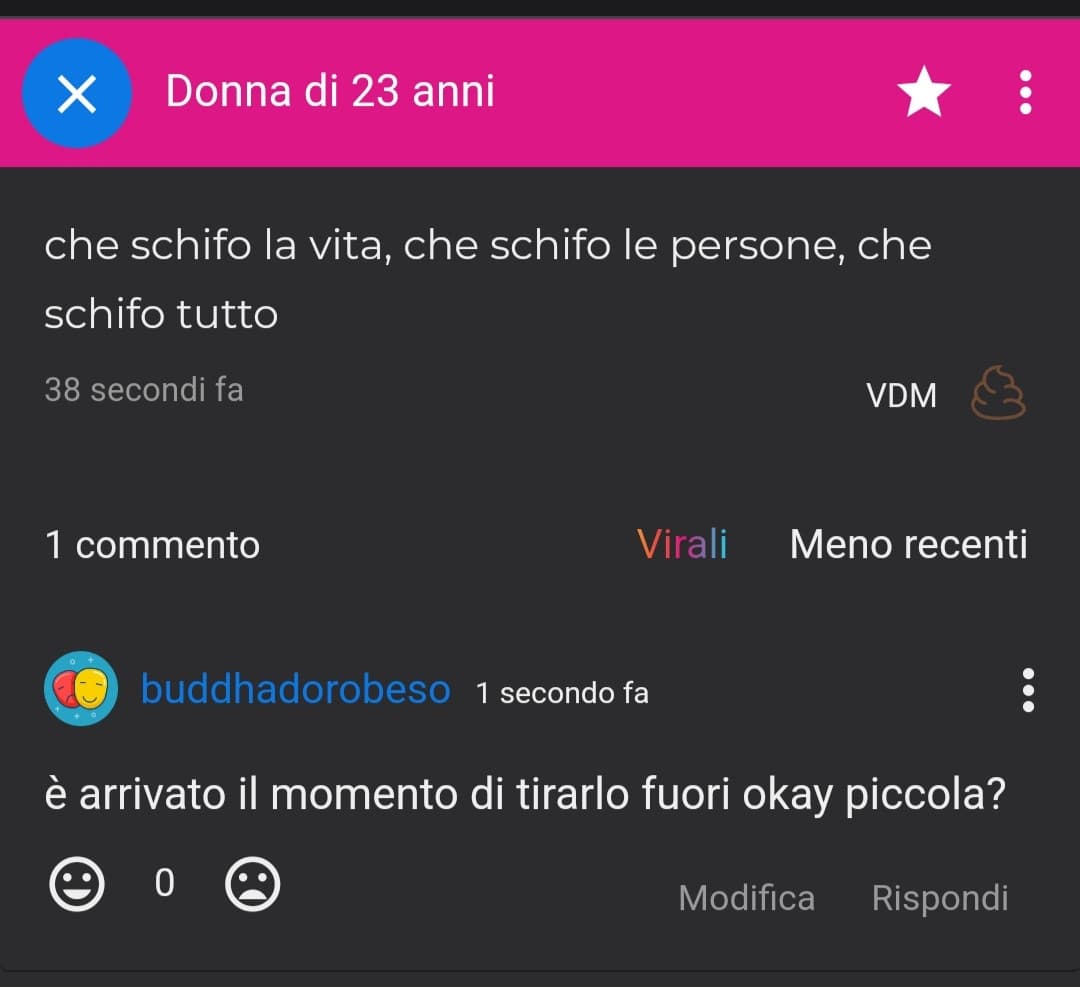 Sono allenato a rimanere serio, questo non mi fa ridere. Vediamo chi riesce a farmi ridere con un commento dai.