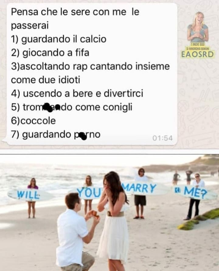 Sono io, a parte la 4, che si può sostituire con :" so cucinare e fare dolci"