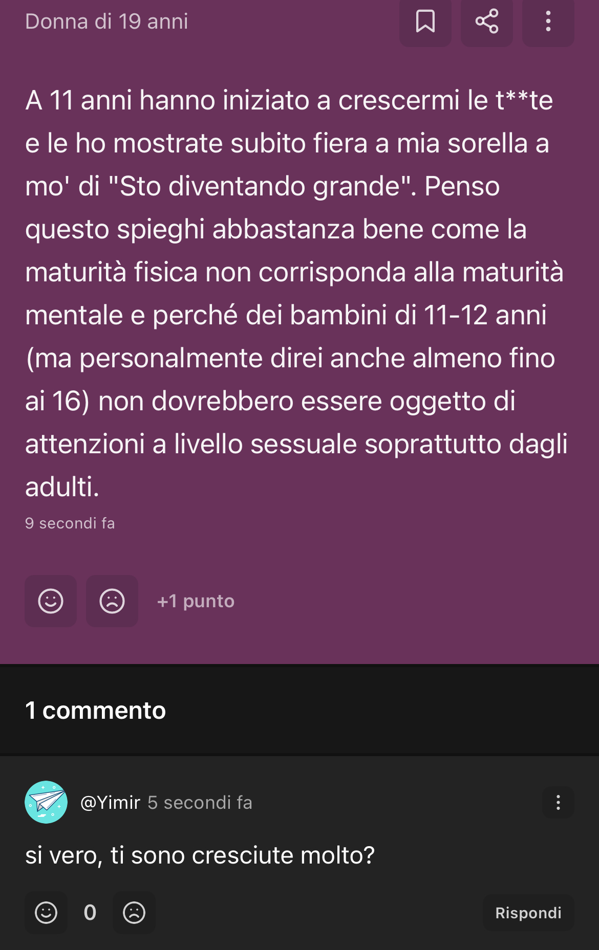 👩🏻parla seriamente della pedofilia* ->