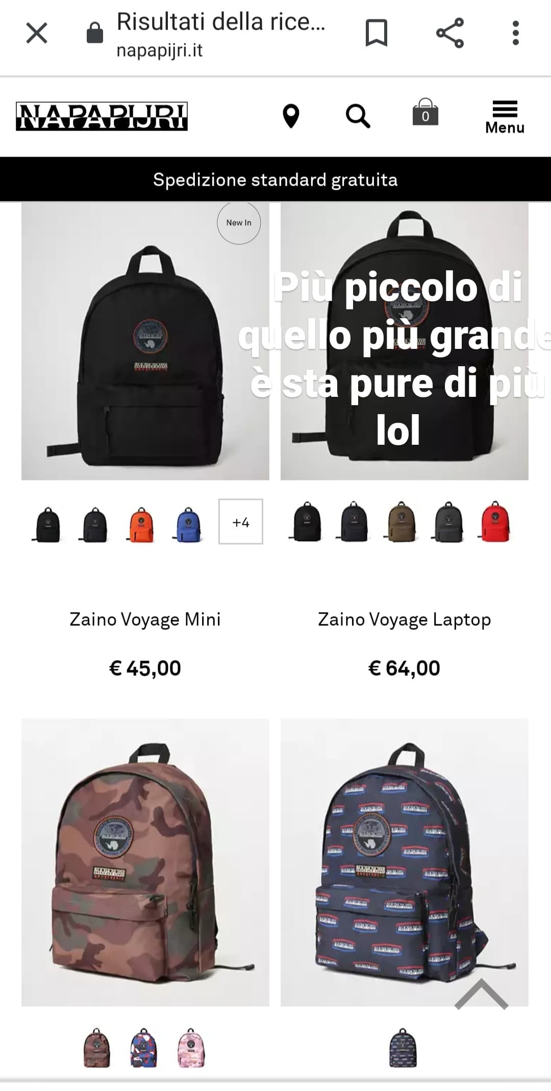 No vabbe... Ahah essendo che a settembre inizio le superiori mi prendo quello che sta 31 euro perché è più grande lol. 