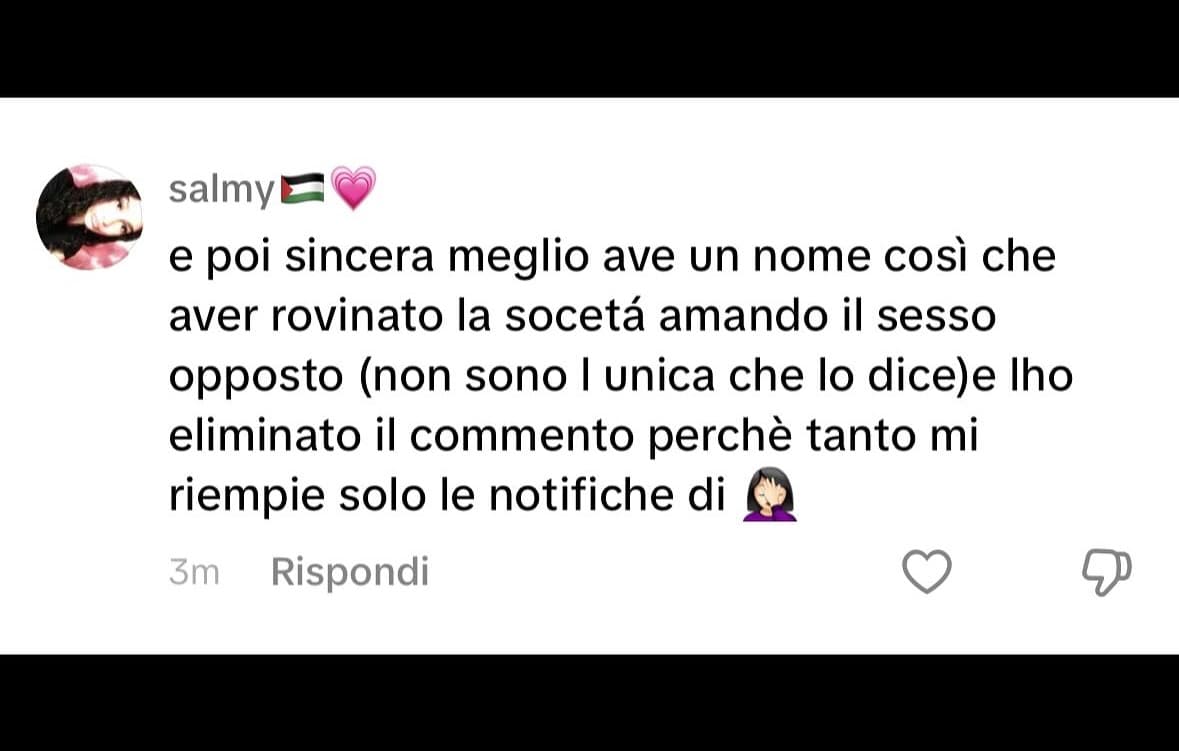 la bro è sia omofoba (ha scritto insulti sotto un video di un ragazzo gay) che eteorofoba🫡