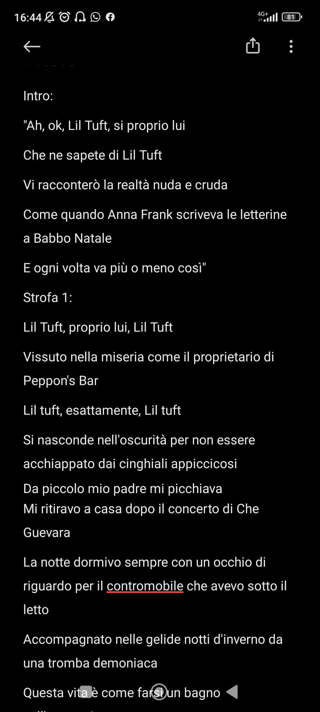 Testo della mia prima canzone 