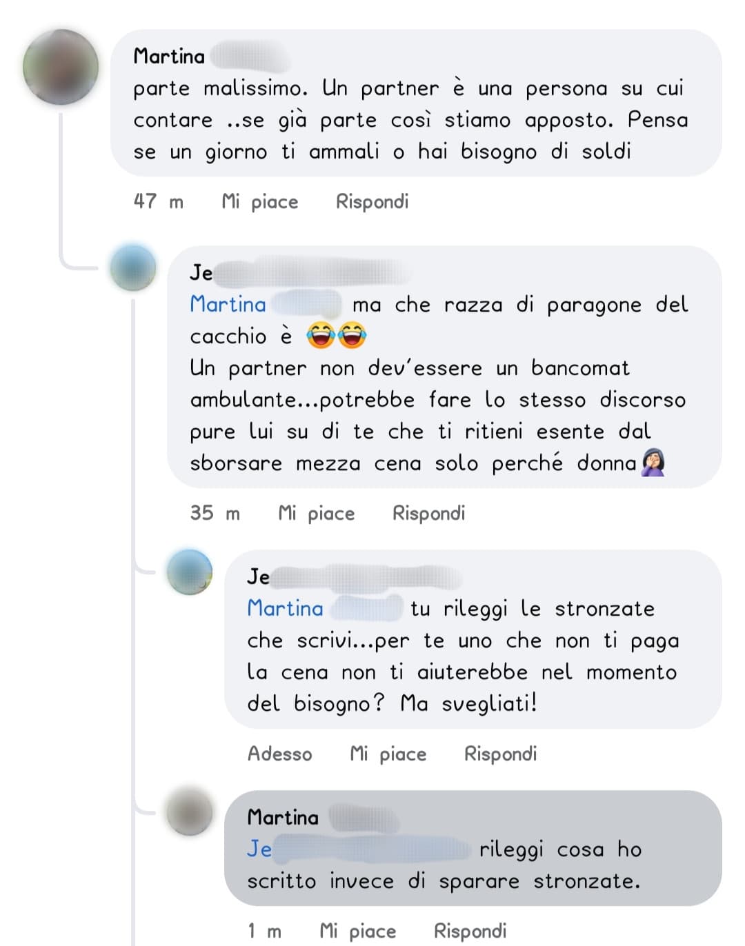 Si parla di un uomo che vuole dividere il prezzo di una cena e la scienza se ne esce con sta cagata. 
Quelle che scrive stronzate però sono io 🤦🏻‍♀️
Single a vita dovreste rimanere..scroccone che non siete altro.