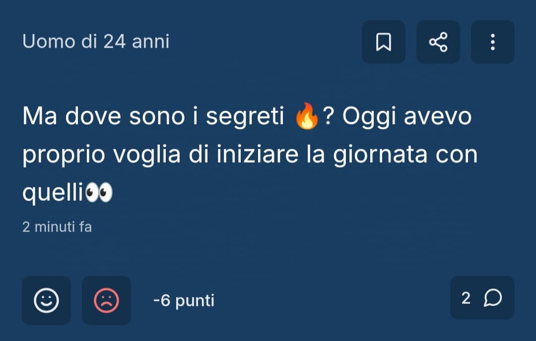 quanto devi essere fuori dal mondo per pensare che su insegreto ci sia una penuria di post sessualmente molesti? 