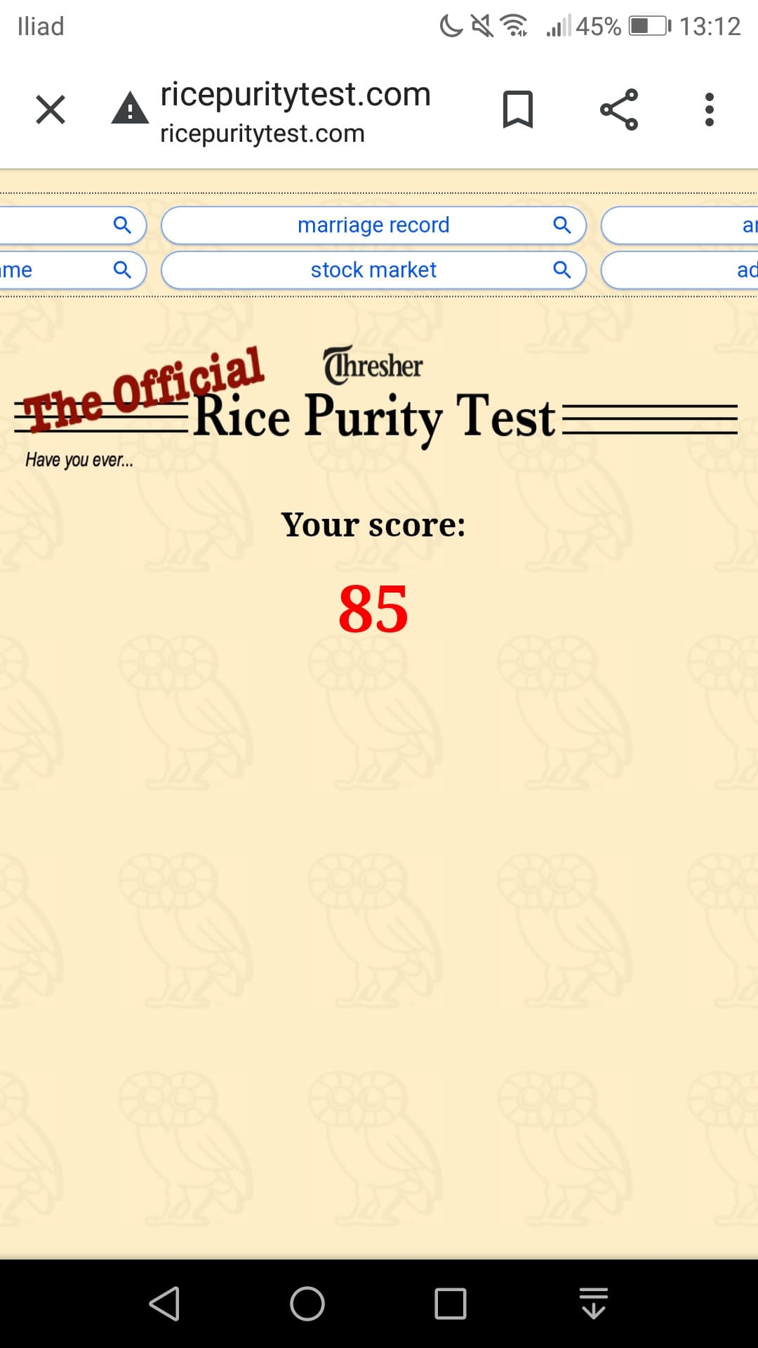 Ho provato a fare il test "quanto sei puro". 85 su 100 è bono dai