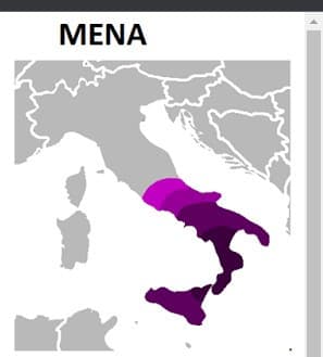 mappa dna nordafricano e mediorientale in Italia(ammirate come i calabresi non sono italiani)