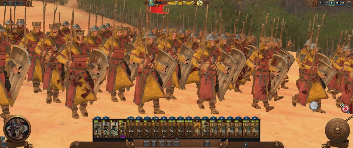 Lancieri Bretonniani marciano contro le legioni nonmorte di Nehekara
