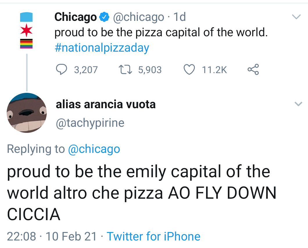 STO MALE CHICAGO HA DETTO CHE È LA CAPITALE DELLA PIZZA NEL MONDO- *NEL MONDOOOO*