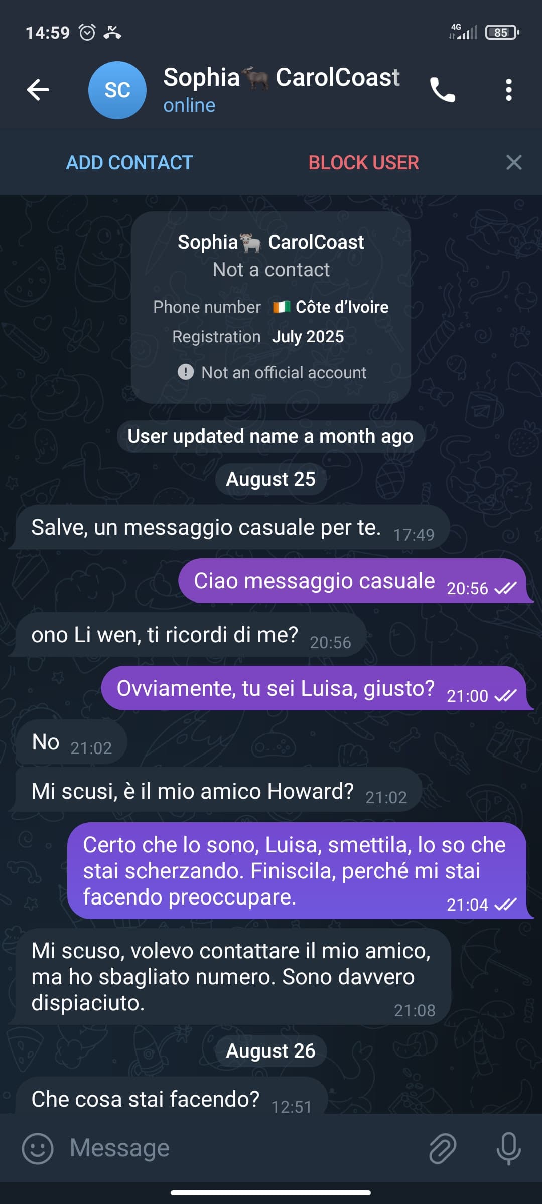 Telegram momento
