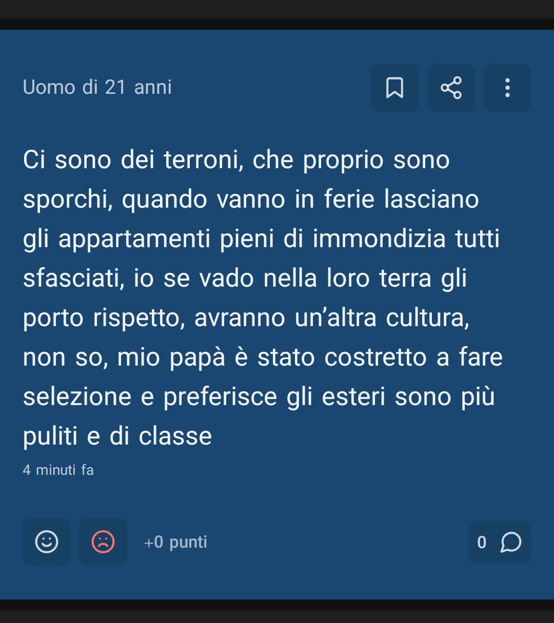 Posso dire che questi discorsi mi stanno altamente sul cazzo? Cioè sembra che stia descrivendo proprio un altro tipo di essere vivente 