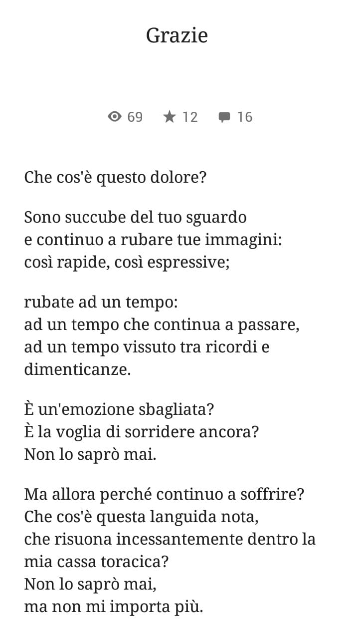 Una mia poesia, che ne pensate? (Non è proprio il mio genere, di solito scrivo solo su argomenti malinconici ahah)