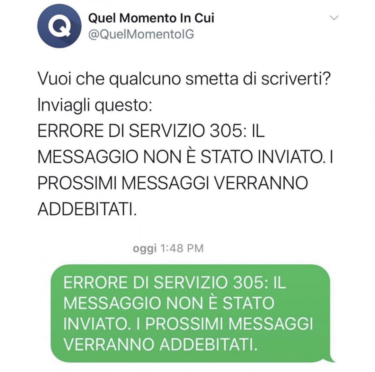 grazie Quelmomento, così chiunque veda questo post sa che se riceve questo messaggio è perché la persona non vuole più essere contattata e non è un errore di servizio :)