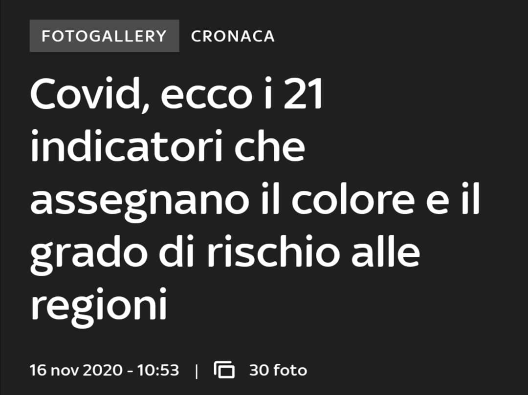 Vi metto anche il link dell'articolo nei commenti. A quanto pare alcuni utenti (coffcoff) hanno bisogno di un corso specializzato per capire come sono state divise le regioni in "colori" e come questi colori cambiano da settimana in settimana.