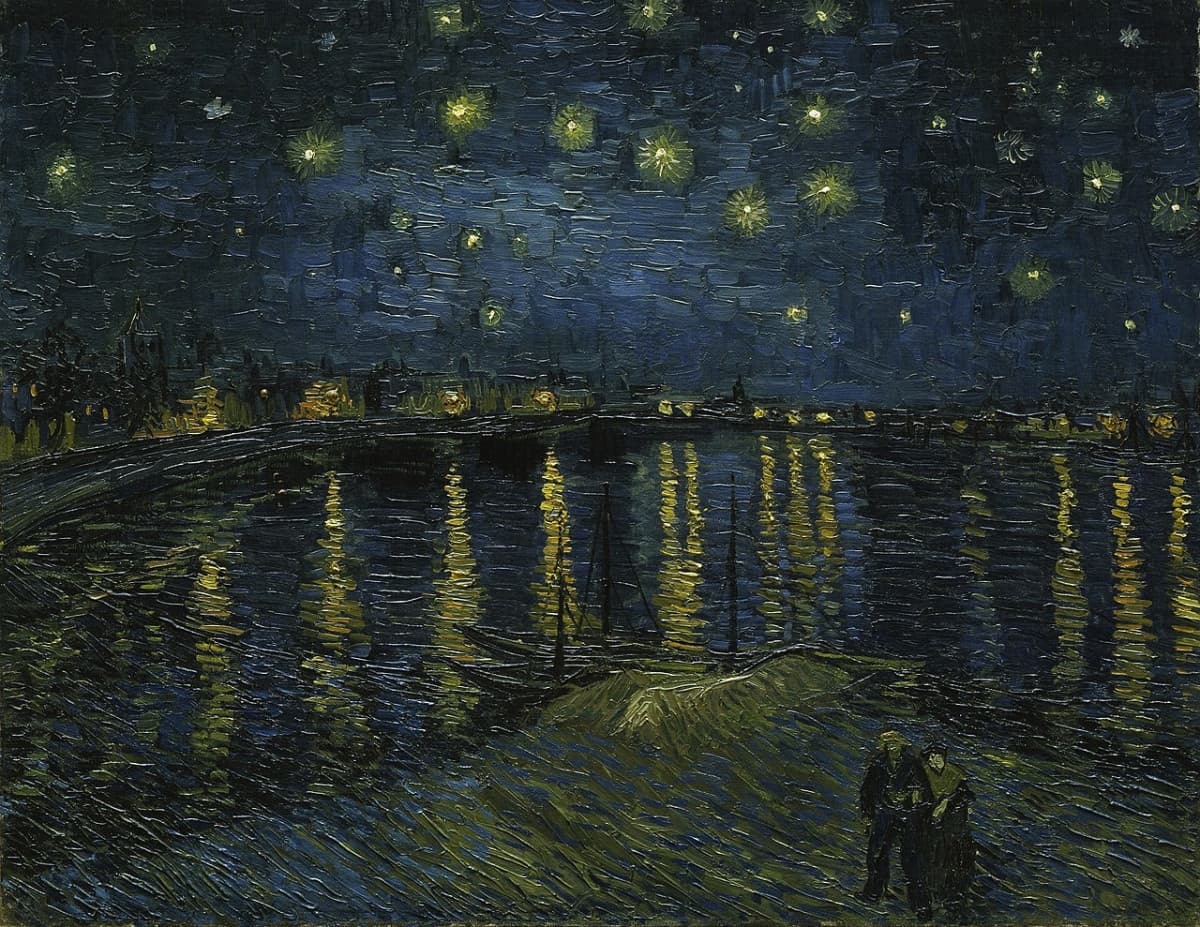 Notte stellata, 1888. A primo impatto viene in mente l'altra Notte stellata, del 1889. Van Gogh è stato generoso 