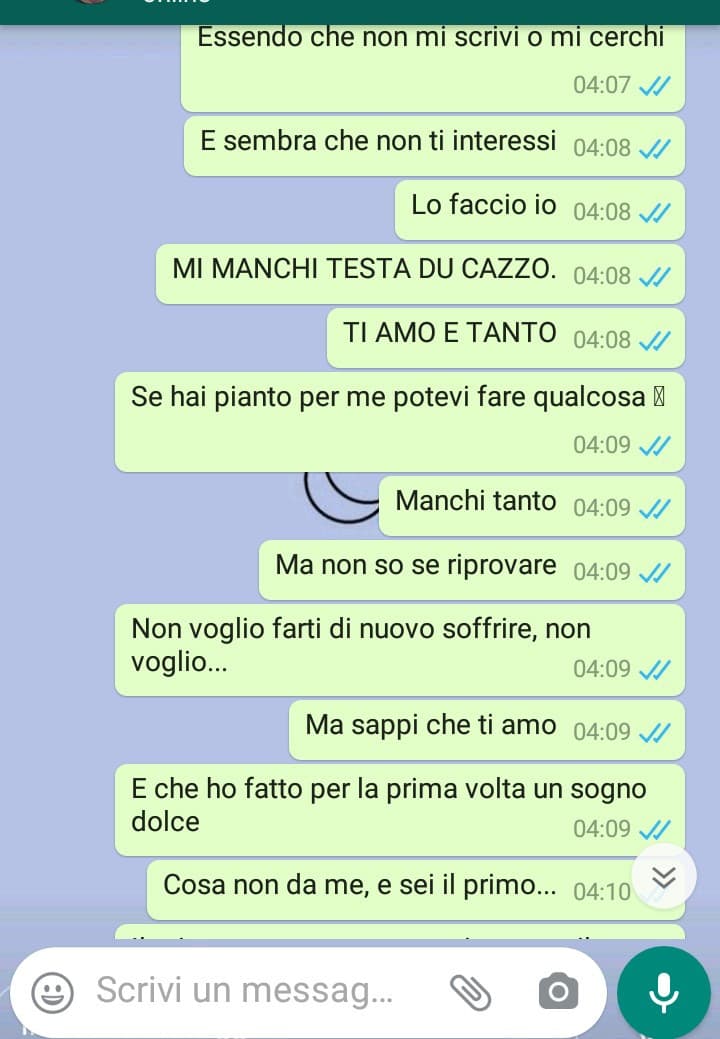 Io con una chat che posso vedere solo io e la uso per sfogarmi alle 4 di notte...